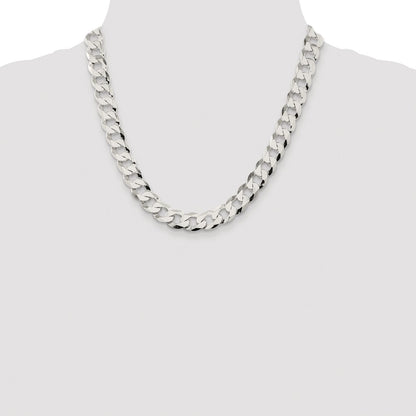 Sterling Silver Rhodium-plated 11.75mm Flat Curb 20 Inch Chain