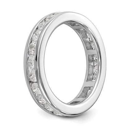 14K White Gold Polished 2ct Channel Set Diamond Eternity Wedding Band Ring
