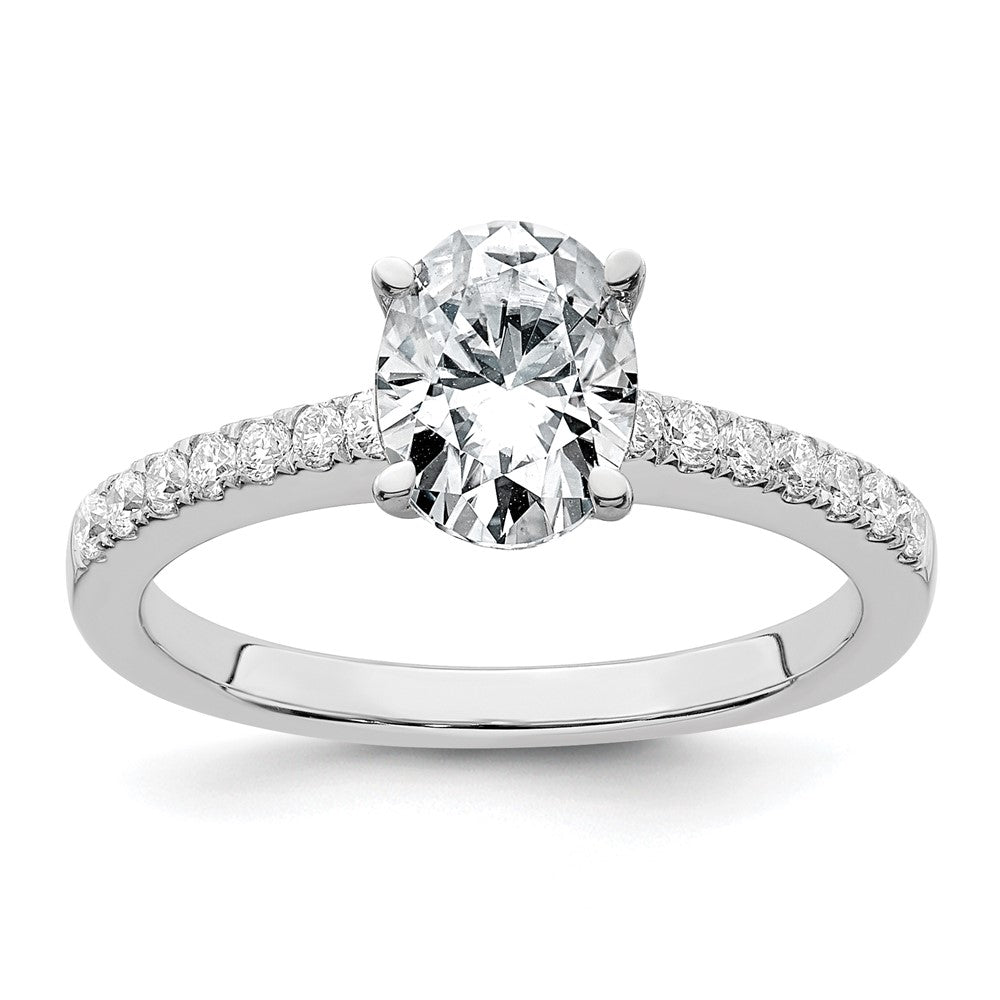True Origin 14K White Gold 1/4 carat Lab Grown Diamond VS+ F+ Semi-Mount Oval Engagement Ring
