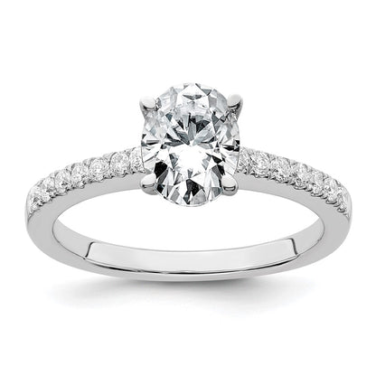 True Origin 14K White Gold 1/4 carat Lab Grown Diamond VS+ F+ Semi-Mount Oval Engagement Ring