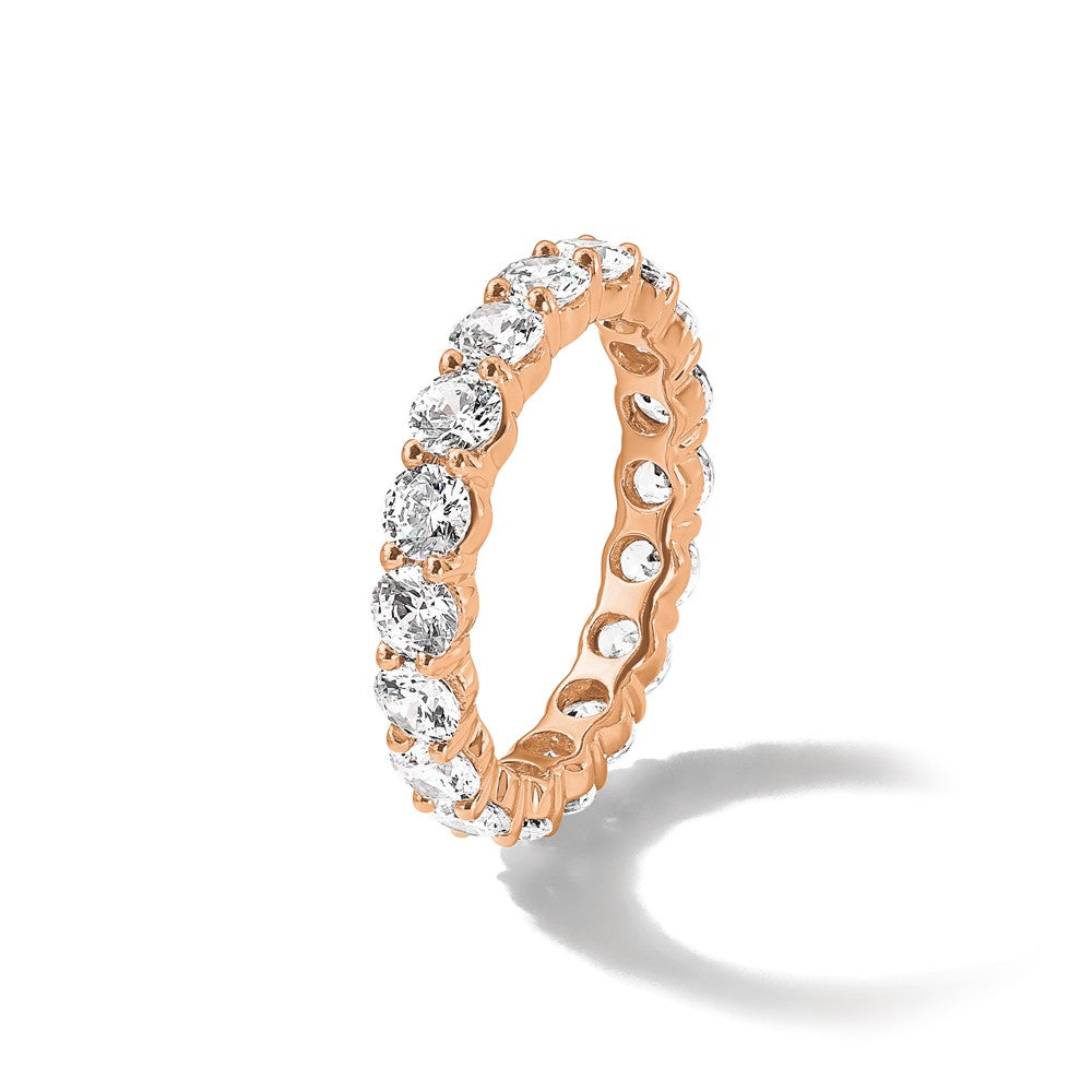 14K Rose Gold Polished Size 6 U-Shared Prong 3 carat Diamond Complete Eternity Wedding Band Ring