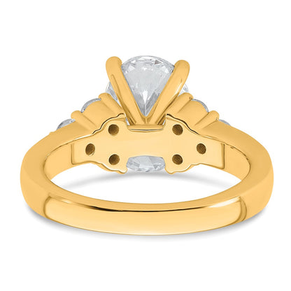 14K Yellow Gold 3 carat Certified Lab Grown Diamond VS/SI+ G+ Oval Complete Three Stone Engagement Ring