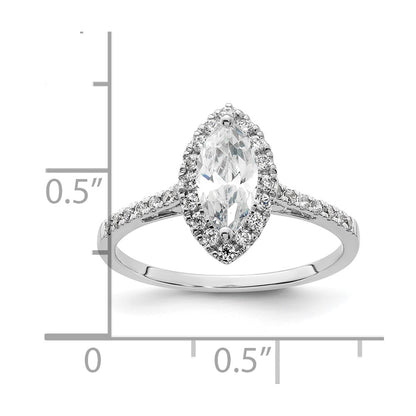 14K White Gold Halo (Holds 3/4 carat (9.0x4.5mm) Marquise Center) 1/3 carat Diamond Semi-mount Engagement Ring