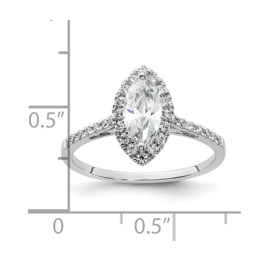 14K White Gold Halo (Holds 3/4 carat (9.0x4.5mm) Marquise Center) 1/3 carat Diamond Semi-mount Engagement Ring