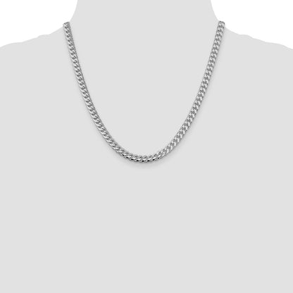 Sterling Silver Rhodium-plated 6mm Domed w/ Side D/C Curb 20 Inch Chain