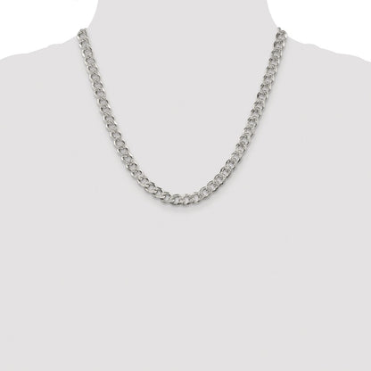 Sterling Silver Rhodium-plated 7.5mm Pav‚ Curb 20 Inch Chain