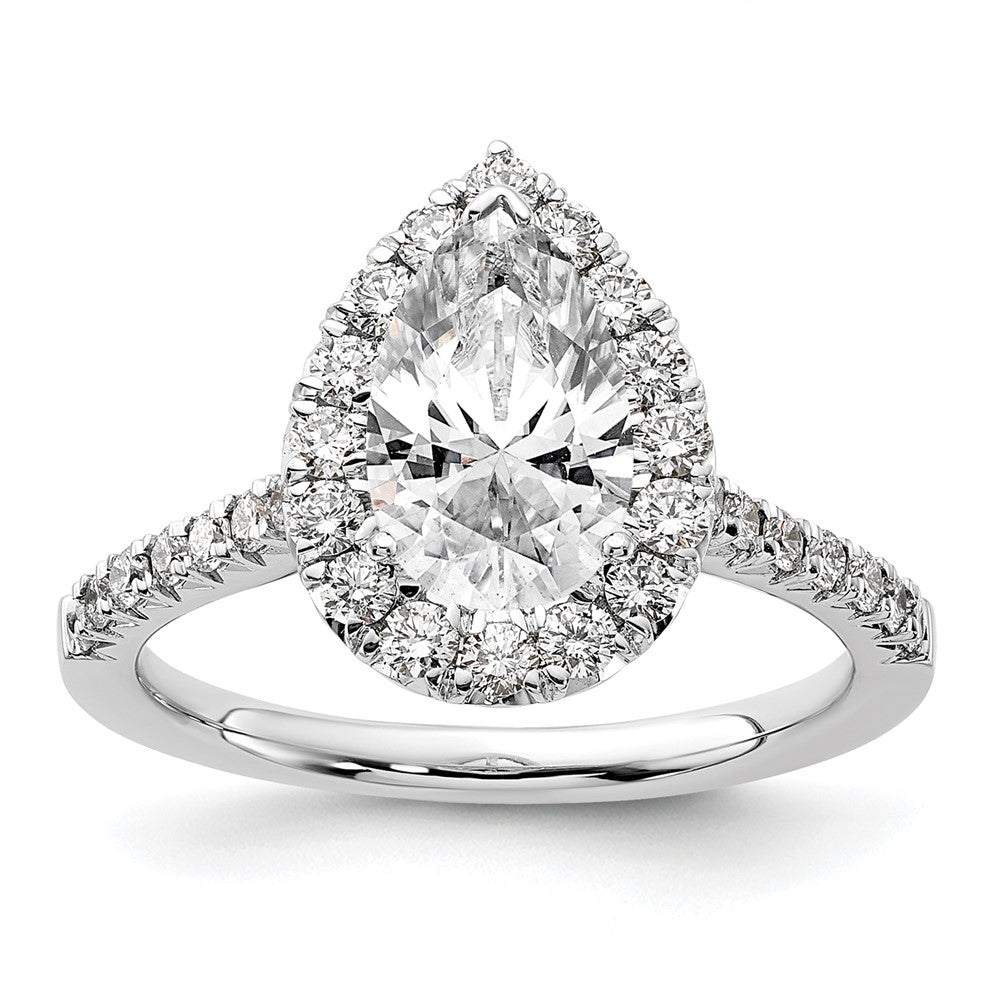 True Origin 14K White Gold 5/8 carat Lab Grown Diamond VS+ F+ Semi-Mount Pear Halo Engagement Ring