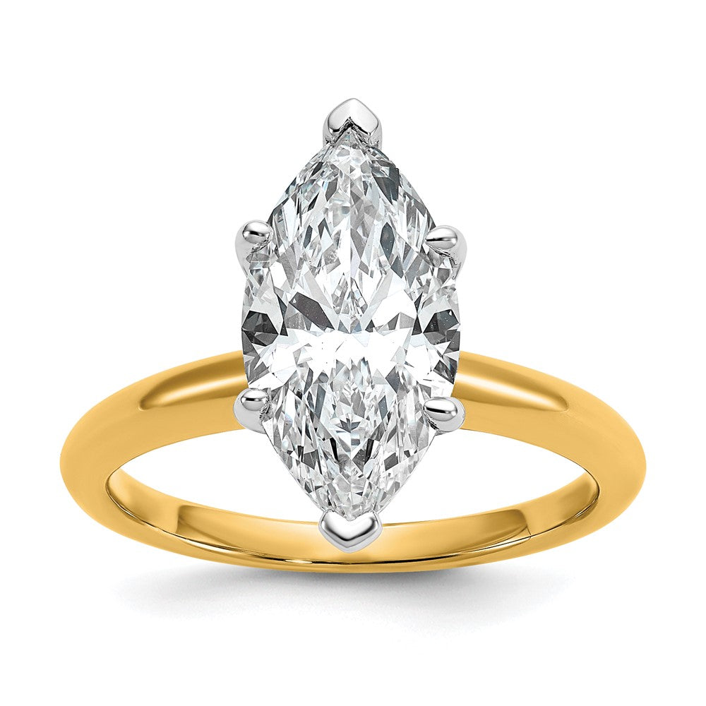 14K Two-Tone Gold Two-tone 3 carat Lab Grown Diamond VS+ F+ Marquise Solitaire Complete Engagement Ring