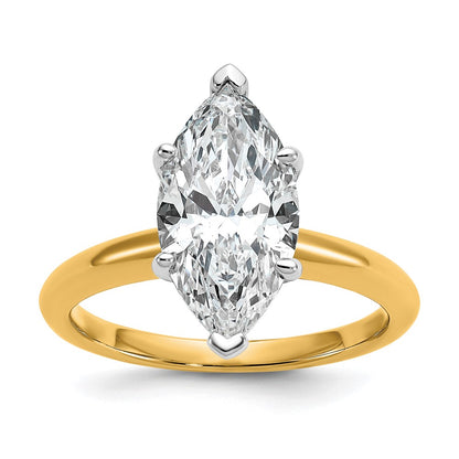 14K Two-Tone Gold Two-tone 3 carat Lab Grown Diamond VS+ F+ Marquise Solitaire Complete Engagement Ring