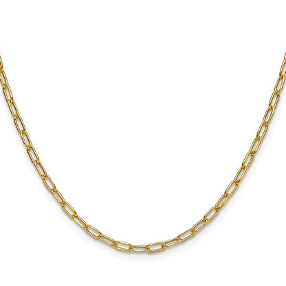 14K Yellow Gold 3.0mm Semi-Solid Beveled Paperclip 26 Inch Chain