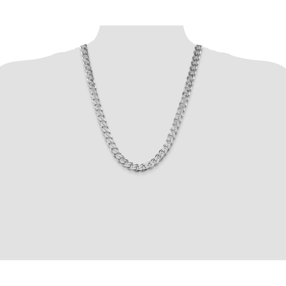 Sterling Silver Rhodium-plated 11mm Curb 24 Inch Chain