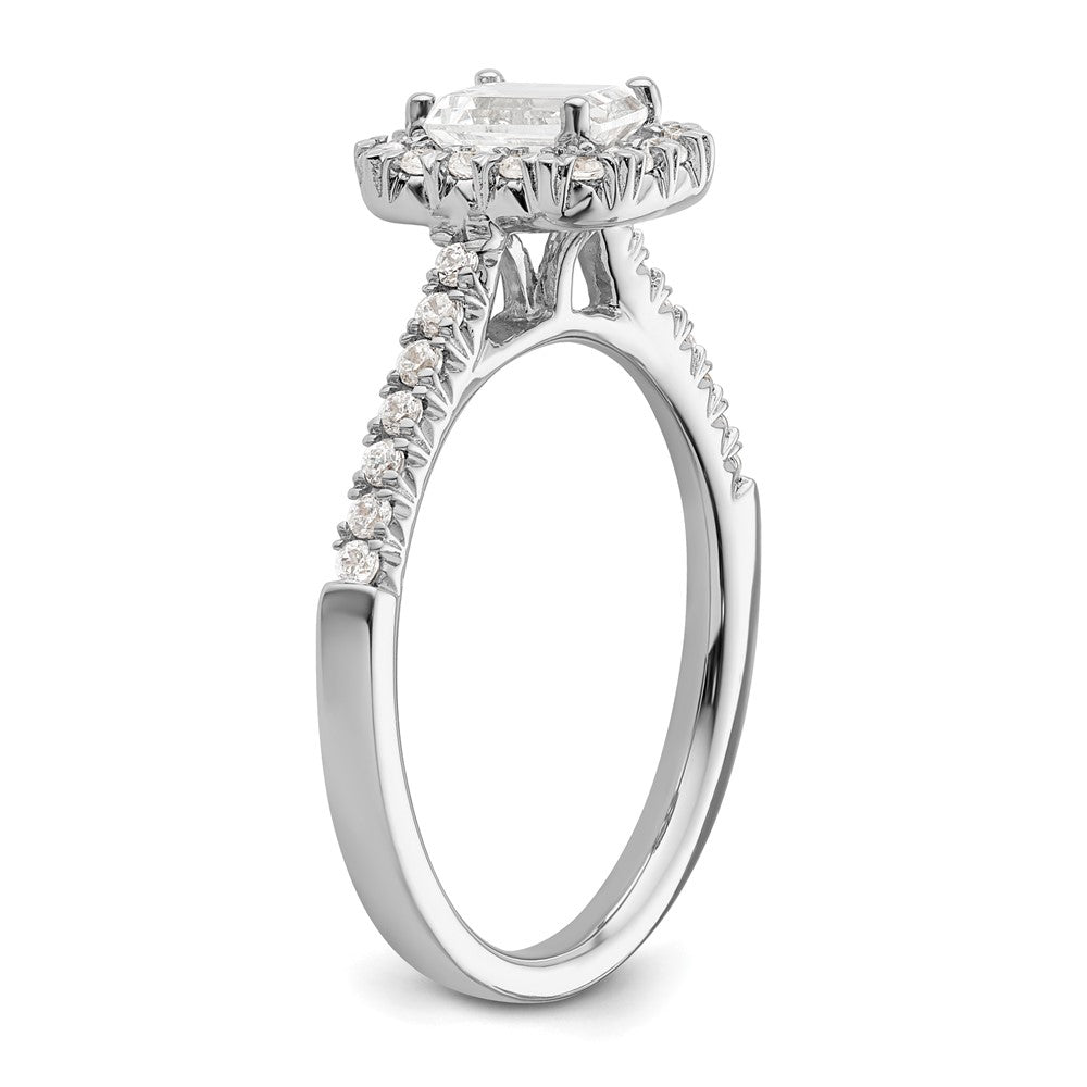 14K White Gold Halo (Holds 3/4 carat (5.7x4.5mm) Emerald-cut Center) 1/3 carat Diamond Semi-mount Engagement Ring