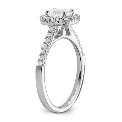 14K White Gold Halo (Holds 3/4 carat (5.7x4.5mm) Emerald-cut Center) 1/3 carat Diamond Semi-mount Engagement Ring