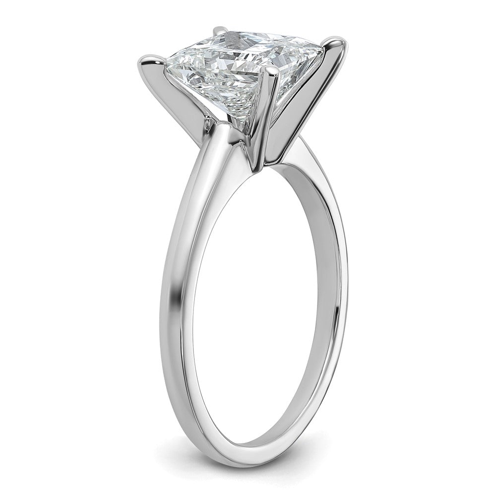 14K White Gold 2 1/2 carat Certified Lab Grown Diamond VS+ F+ Princess Complete Solitaire Engagement Ring