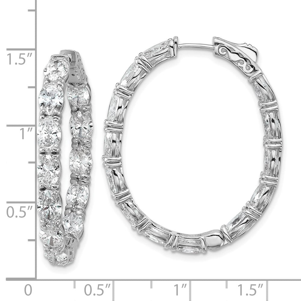 14K White Gold 8 5/8 carat Lab Grown Diamond VS/SI+ G+ Oval and Round Complete In and Out Hoop Earrings