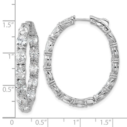 14K White Gold 8 5/8 carat Lab Grown Diamond VS/SI+ G+ Oval and Round Complete In and Out Hoop Earrings