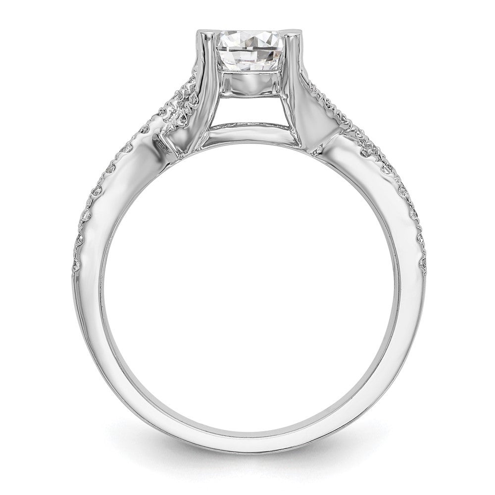 14K White Gold Criss-Cross (Holds 3/4 carat (5.8mm) Round Center) 3/8 carat Diamond Semi-mount Engagement Ring