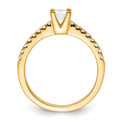 True Origin 14K Yellow Gold 1/5 carat Lab Grown Diamond VS+ F+ Semi-Mount Emerald Engagement Ring