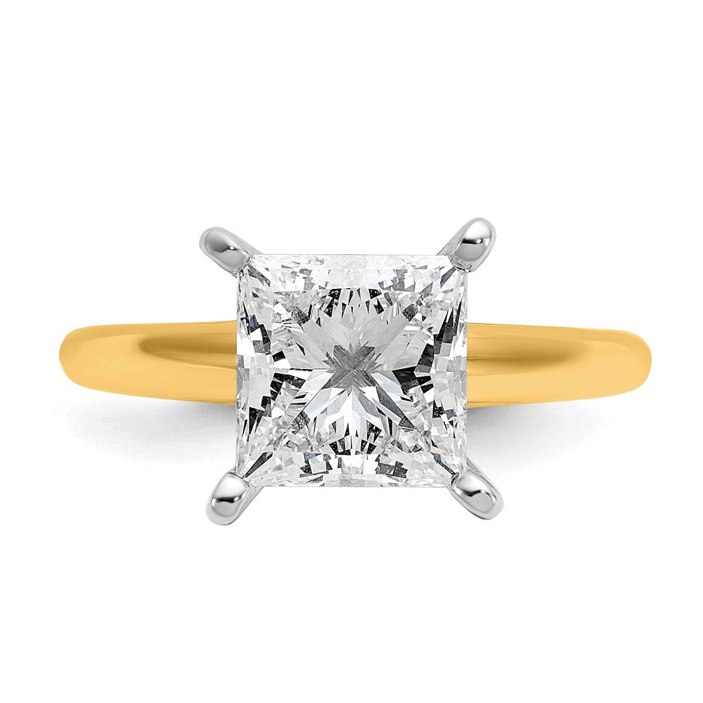 14K Two-Tone Gold Two-tone 3 carat Certified Lab Grown Diamond VS+ F+ Princess Complete Solitaire Engagement Ring