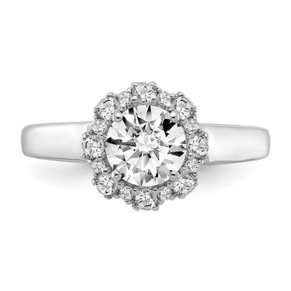 True Origin 14K White Gold 1/4 carat Lab Grown Diamond VS+ F+ Semi-Mount Round Halo Engagement Ring