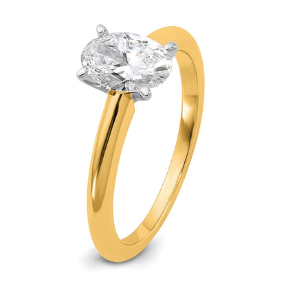 14K Two-Tone Gold 1 carat Lab Grown Diamond VS+ F+ Oval Complete Solitaire Engagement Ring
