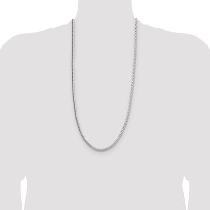Sterling Silver Rhodium-plated 3.4mm Diamond-cut Round Franco 30 Inch Chain