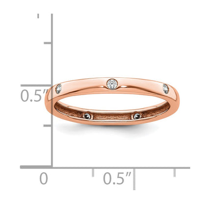 14K Rose Gold Polished Size 8.5 Bezel-set 1/10 carat Diamond Complete Eternity Wedding Band Ring
