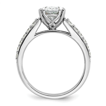 14K White Gold (Holds 1.5 carat (9.2x6.9mm) Oval Center) 1/3 carat Diamond Semi-Mount Engagement Ring