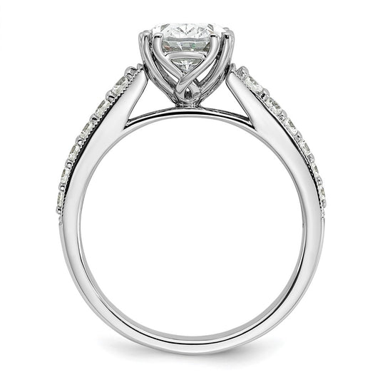 14K White Gold (Holds 1.5 carat (9.2x6.9mm) Oval Center) 1/3 carat Diamond Semi-Mount Engagement Ring