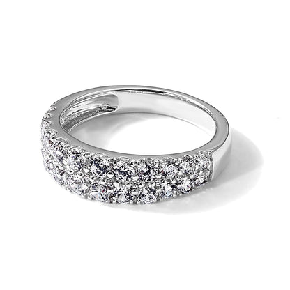 True Origin 14K White Gold 1 1/4 carat Lab Grown Diamond VS+ F+ Double Row Complete Wedding Band Ring