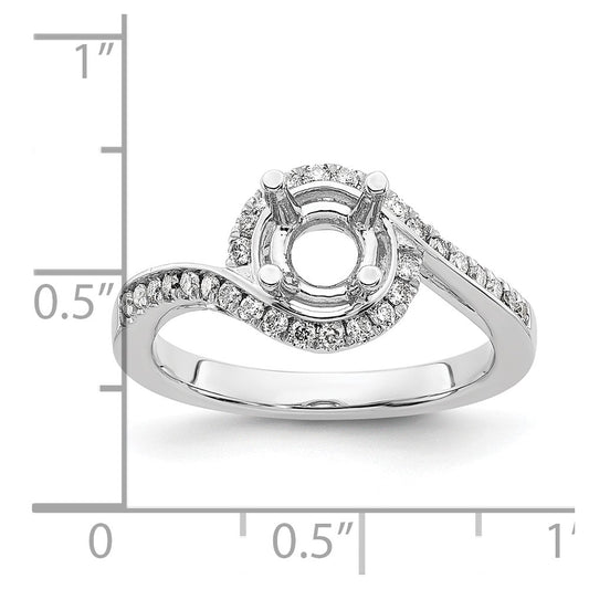14K White Gold By-Pass (Holds 1 carat (6.5mm) Round Center) 1/3 carat Diamond Semi-mount Engagement Ring