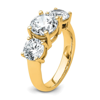 14K Yellow Gold 4 carat Lab Grown Diamond VS+ F+ Three Stone Complete Engagement Ring