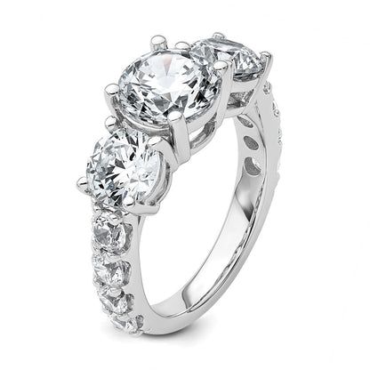 14K White Gold 5 carat Certified Lab Grown Diamond VS+ F+ Round Complete Three Stone Engagement Ring