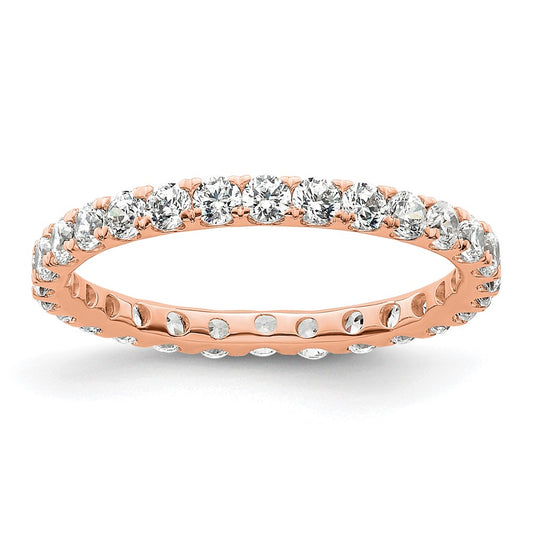 14K Rose Gold Polished Size 5.5 U-Shared Prong 1 carat Diamond Complete Eternity Wedding Band Ring