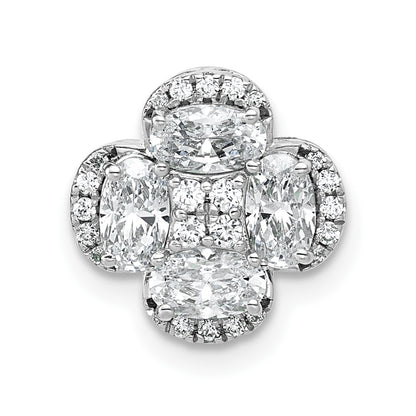 14K White Gold 1 1/8 carat Lab Grown Diamond VS/SI+ G+ Complete Cluster Chain Slide Pendant