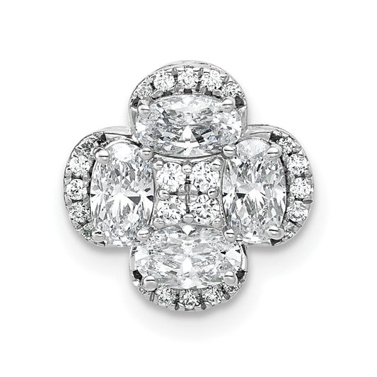 14K White Gold 1 1/8 carat Lab Grown Diamond VS/SI+ G+ Complete Cluster Chain Slide Pendant