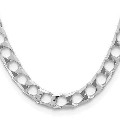 Sterling Silver Rhodium-plated 10.3mm D/C Square Curb 26 Inch Chain