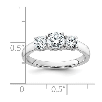 14K White Gold 1 carat Certified Lab Grown Diamond VS+ F+ Three Stone Complete Engagement Ring