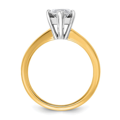 14K Two-Tone Gold Two-tone 2 1/2 carat Certified Lab Grown Diamond VS+ F+ Marquise Solitaire Complete Engagement Ring