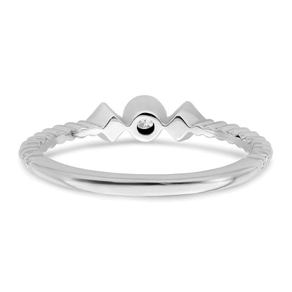 14K White Gold Scalloped Wedding Band Ring Petite 3-Stone 1/15 carat Round Diamond Complete Promise/Engagement Ring
