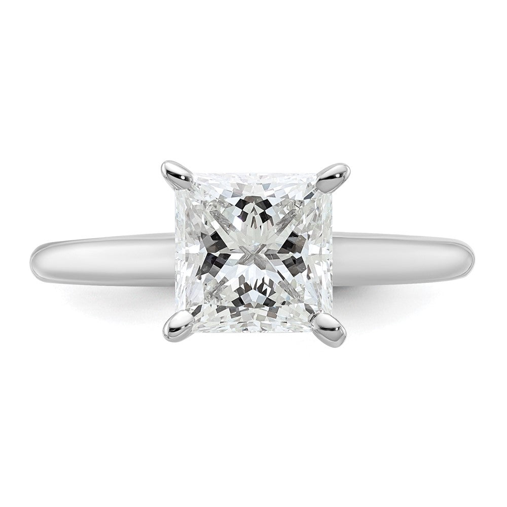 14K White Gold 2 carat Lab Grown Diamond VS+ F+ Princess Complete Solitaire Engagement Ring
