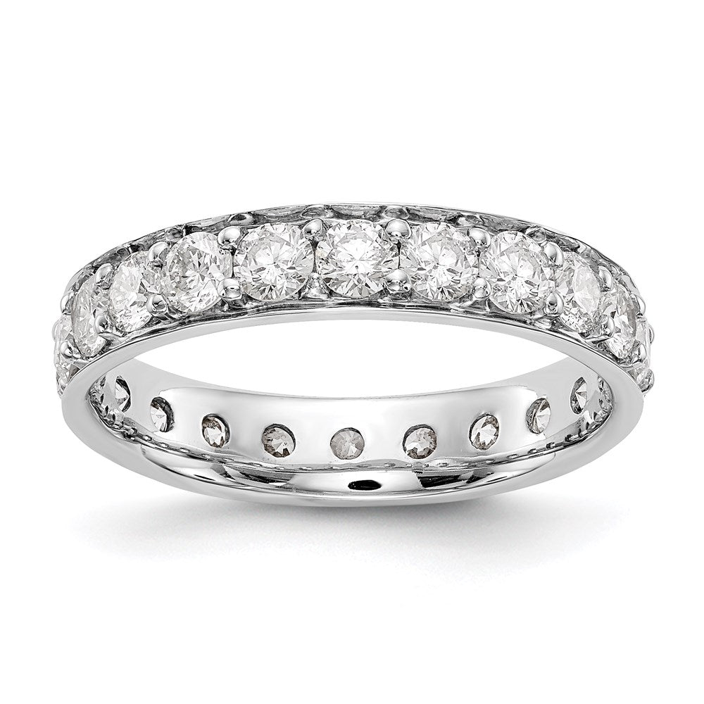 14K White Gold Polished Vintage 2ct Diamond Eternity Wedding Band Ring