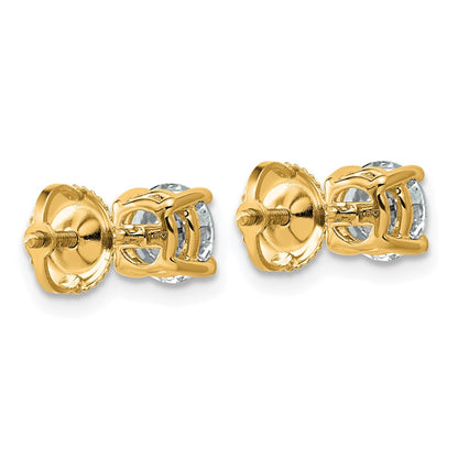 14K Yellow Gold 1 1/2 carat Lab Grown Diamond VS/SI+ G+ Round Complete Four Prong Lightweight Screwback Stud Earrings