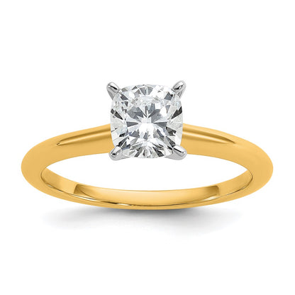 14K Two-Tone Gold Two-tone 1 carat Lab Grown Diamond VS+ F+ Cushion Complete Solitaire Engagement Ring