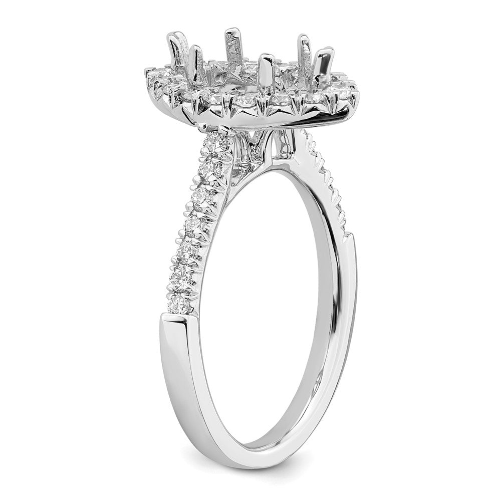 True Origin 14K White Gold 5/8 carat Lab Grown Diamond VS+ F+ Semi-Mount Marquise Halo Engagement Ring