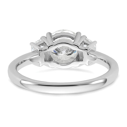 14K White Gold 3/8 carat Lab Grown Diamond VS+ F+ Trapezoid Sidestones Holds 1 1/2 carat Center Round Semi Mount Engagement Ring