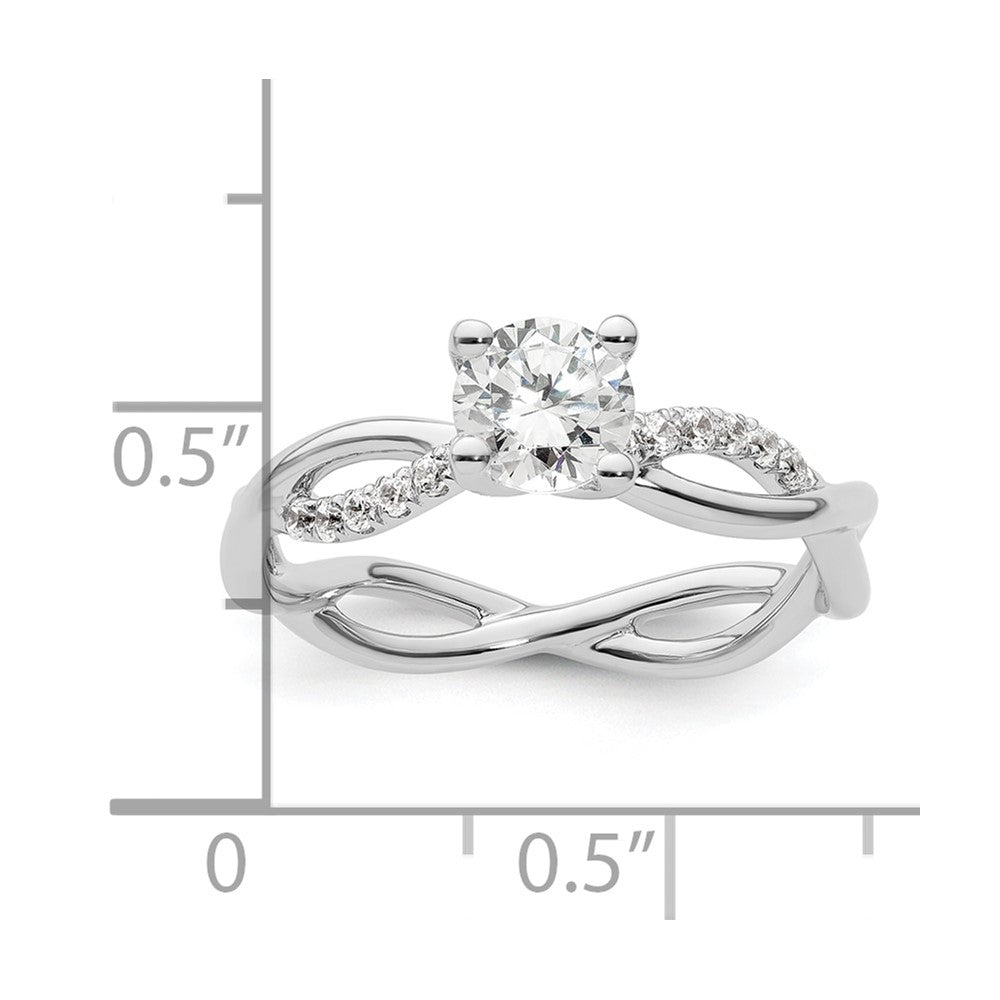 14K White Gold Criss-Cross (Holds 3/4 carat (5.8mm) Round Center) 1/5 carat Diamond Semi-mount Engagement Ring