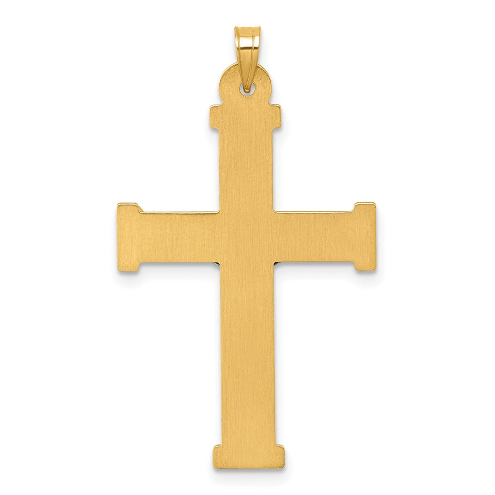 14K Yellow Gold with Rhodium Polished and Textured INRI Crucifix Cross Pendant