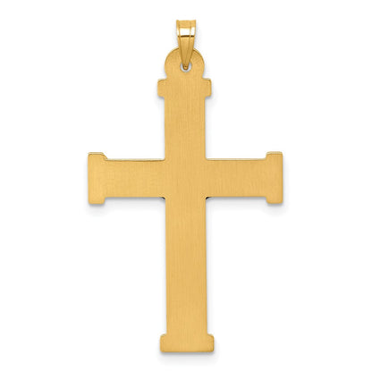 14K Yellow Gold with Rhodium Polished and Textured INRI Crucifix Cross Pendant