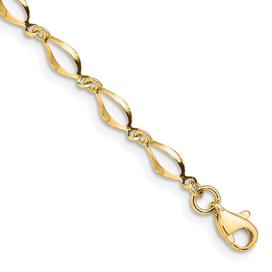 14K Yellow Gold Polished Fancy Twisted Link 7.25 Inch Bracelet